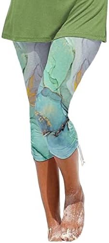 Usecee Womens Capri joga gamaše ljetne hlače s visokim strukom Boho cvjetni print hlače s crtanjem bočnih tokova za vježbanje