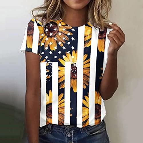Ženske majice s okruglim vratom u obliku slova H i printom cvjetne zastave za svaki dan, majice s kratkim rukavima, majice s okruglim