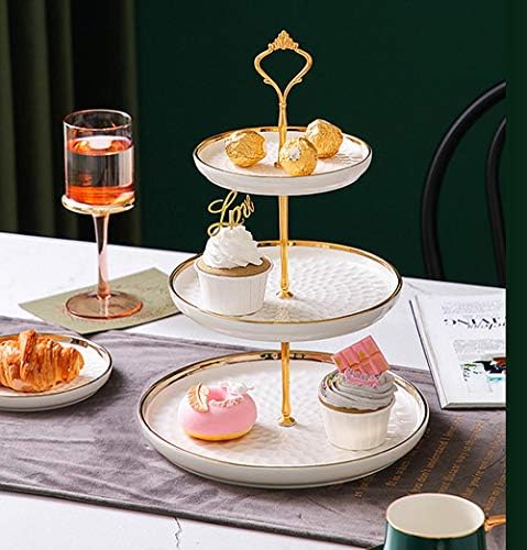 COFELIFE 3 sloj keramičkih kolača - elegantni stalak za desert za desert - pladanj za posluživanje peciva za čajnu zabavu, vjenčanje