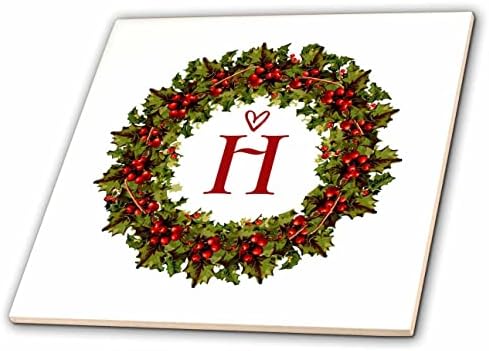 3-slovo-pismo-vijenac od božikovine s crvenim bobicama i škrabotinama u obliku srca-pločice