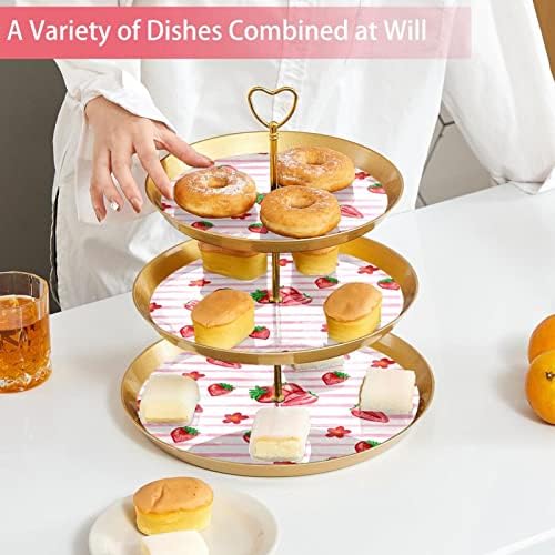 3 sloj za kolače ružičaste jagode deserta stol slojevite ladice za zabave za zabave