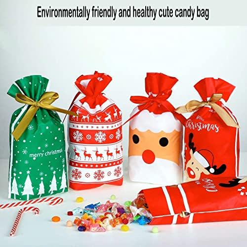 Vrećice za božićne poklone od 50pcs 5. 9 do 9 inča plastične vrećice za božićne poklone za višekratnu upotrebu vrećice za slatkiše