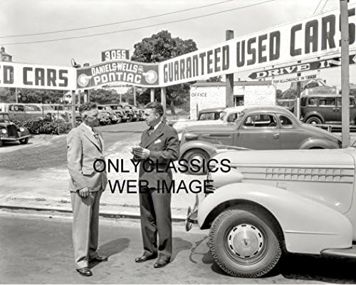 Samo Classics 1938 Daniels-Wells Pontiac Auto Displator Car Lot Photo Prodavač Oakland California