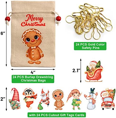 1. božićne poklon vrećice za djecu od 4 96 inča od konopa od platnene jute poklon pakiranje od 24 komada božićne vrećice za višekratnu