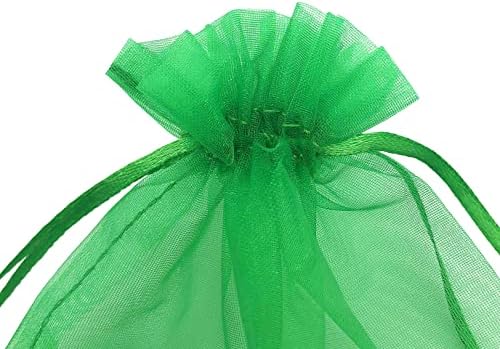 100pcs zelena torba od organze 5 97 prozirne mrežaste poklon vrećice s vezicama za Dan sv.