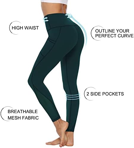 AFITNE ženske mrežice s visokim strukom joge s bočnim džepovima, trbuščićim trening trening joga hlače otporne na čučnjeve
