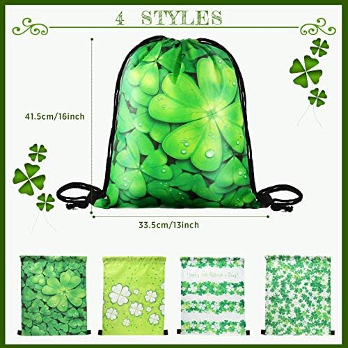 4kom vrećice za vezanje za Dan svetog Patrika ruksak s vezicama za djetelinu torbe od zelene djeteline Irska poslastica poklon vrećice