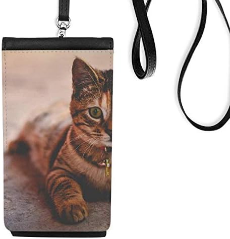 Životinjska tiha mačka fotografija Telefon Telefon torbica za novčanik Viseća mobilna vrećica Crni džep