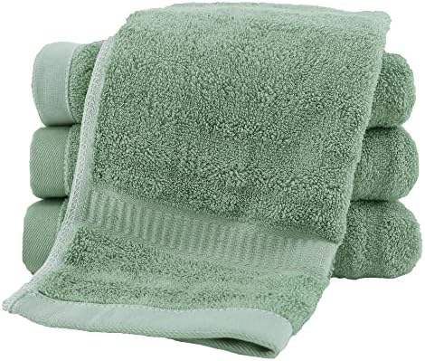 Bambusovi pamuk super mekano visoko upijajući 4 komada zeleni ručnik set za ručnik za ručni ručnike, salonski ručnici