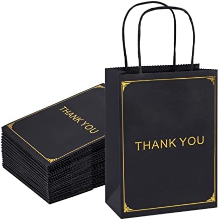 Poklon vrećice od 20 pakiranja, male poklon vrećice s ručkama, poslovne vrećice od zlatne folije od 5,9, 3,1, 8,1, Crna Poklon vrećica